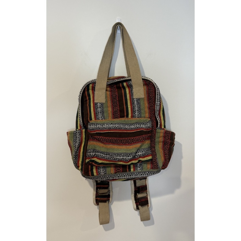 Earthbound Trading‎ Co Indian Woven Style Back Pack 15 x17" Hippie Granola Boho